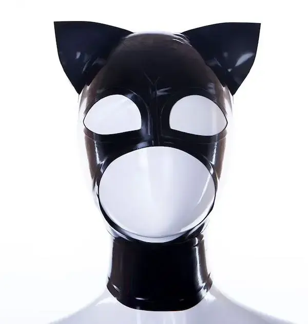 Kitty Ears Latex Hood with Back Zipper