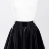 High-Shine Black Latex Flared Mini Skirt – No Zipper, Ultra-Stretchy Fit