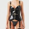 Latex Queen Harness Corset Top with Gold Zip and Belt