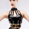 Kitsune Latex Halter Top with Strappy Collar Design – Elegant Fetishwear