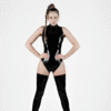 High-Neck Latex Zipper Bodysuit – Sleeveless Shiny Black Fetish Catsuit