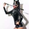 Classic Latex Long-Sleeve Shorts Jumpsuit – Back Zip Bodysuit for Bold Elegance