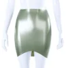 High-Waisted Black Latex Mini Skirt with Curved Hem – Sexy Pull-On Clubwear