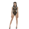 Sheer and Opaque Latex Bodysuit with V-Panel Design