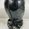 Latex Hood with Pinhole Eyes and Open Mouth – Back Zip & D-Ring Collar