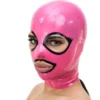 Glossy Latex Hood with Eyelash Trim and Back Zipper