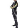 Black Latex Catsuit with Yellow Sleeve Stripes – Full-Body Fetish Suit for Men