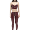 Cherry Red Latex Leggings with Front Zipper