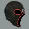 Black Latex Exterminator Hood – Highlighted Open Eyes and Trimmed Mouth Mask