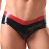 Black Latex Hipster Briefs with Red Contrast Waistband