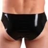 Latex Panel Briefs – Sleek Black Rubber Underwear with Contoured Fit