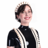 Elegant French Maid Latex Dress Set with Flared Skirt and Accessories