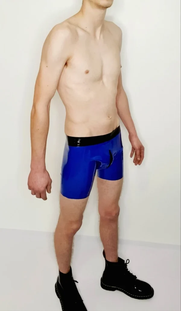 Venom Latex Boxer Shorts with Front-to-Rear Zip & Reinforced Seams