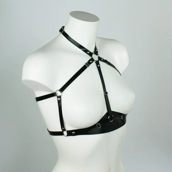 Minimalist Latex Halter Bra Harness – Adjustable Strapped Fetish Top