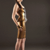 Mademoiselle Lily Latex Pencil Skirt with Peplum Hem and Back Bow