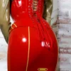 Military Style Latex Pencil Skirt with Gold Striped Detail