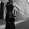Vintage 60s Style Latex Flared Skirt – Knee-Length Retro A-Line Design