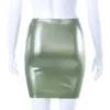 High-Waisted Black Latex Mini Skirt with Curved Hem – Sexy Pull-On Clubwear