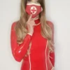 Red Latex Nurse Face Mask with White Cross – Medical Fetish Accessory