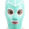 Mint Green Latex Hood with White Trim – Round Eye Cutouts & Rear Zipper