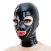 Classic Black Latex Hood with Round Eyes and Rear Zipper