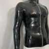 High-Neck Latex Zip-Up Long Sleeve Shirt – Sleek Fetish Style