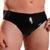 Latex Panel Briefs – Sleek Black Rubber Underwear with Contoured Fit