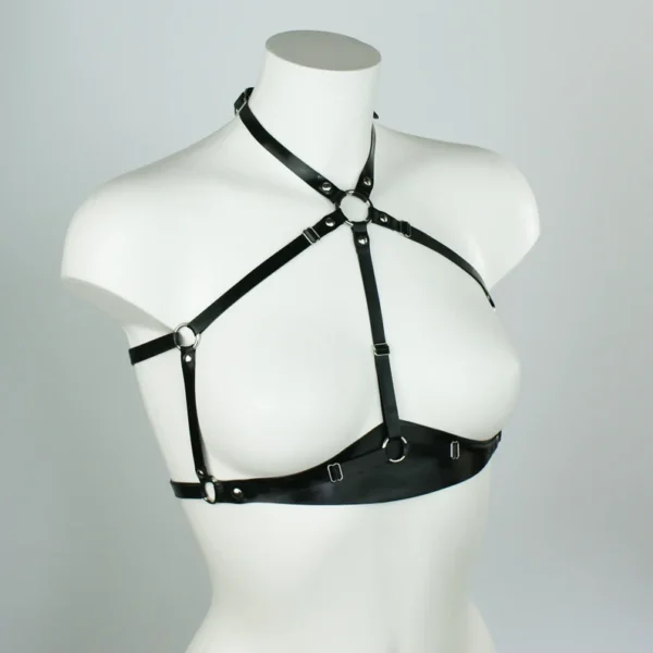 Minimalist Latex Halter Bra Harness – Adjustable Strapped Fetish Top