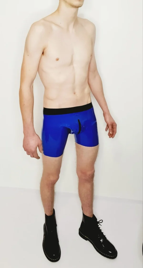 Venom Latex Boxer Shorts with Front-to-Rear Zip & Reinforced Seams