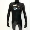 Full Cover Latex Zentai Catsuit with Integrated Hood, Hands & Feet – Black