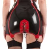 Vintage-Inspired Latex Girdle with Red Trim and Back Lacing