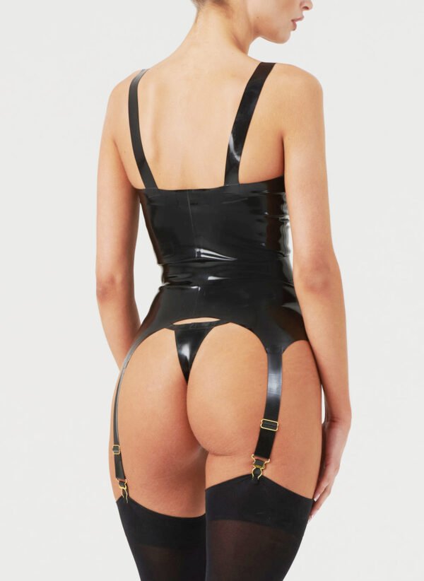 Latex Queen Harness Corset Top with Gold Zip and Belt