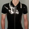 Alpha Edition Short-Sleeve Latex Catsuit with Triple-Zip Design