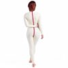 Latex Nurse Catsuit with Medical Cross and Red Zipper Detailing