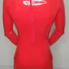Luxe Red Latex Catsuit with Dual Zippers and 3D Contour Design