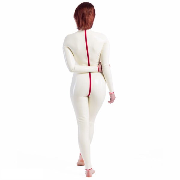 Latex Nurse Catsuit with Medical Cross and Red Zipper Detailing