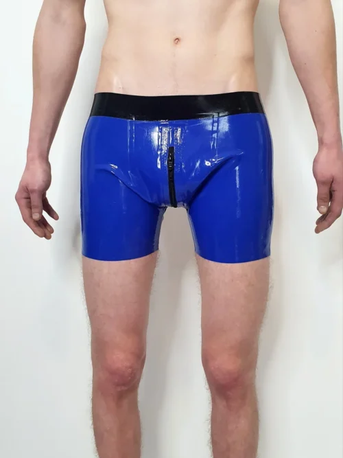 Venom Latex Boxer Shorts with Front-to-Rear Zip & Reinforced Seams