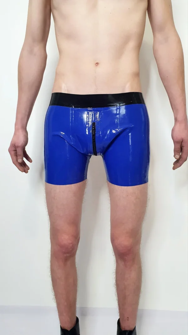 Venom Latex Boxer Shorts with Front-to-Rear Zip & Reinforced Seams