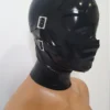 Latex Slave Hood with Removable Eye and Mouth Covers, Buckle Detail