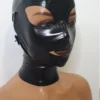 Latex Slave Hood with Removable Eye and Mouth Covers, Buckle Detail