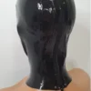 Glossy Black Latex Hood with Eye and Mouth Openings – Back Zipper & Protective Strip