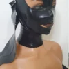 Latex Slave Hood with Removable Eye and Mouth Covers, Buckle Detail