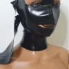 Latex Slave Hood with Removable Eye and Mouth Covers, Buckle Detail