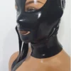 Latex Slave Hood with Removable Eye and Mouth Covers, Buckle Detail