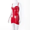 Casandra Red Latex Mini Dress with Underwired Cups and O-Ring Straps