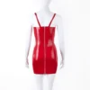 Casandra Red Latex Mini Dress with Underwired Cups and O-Ring Straps