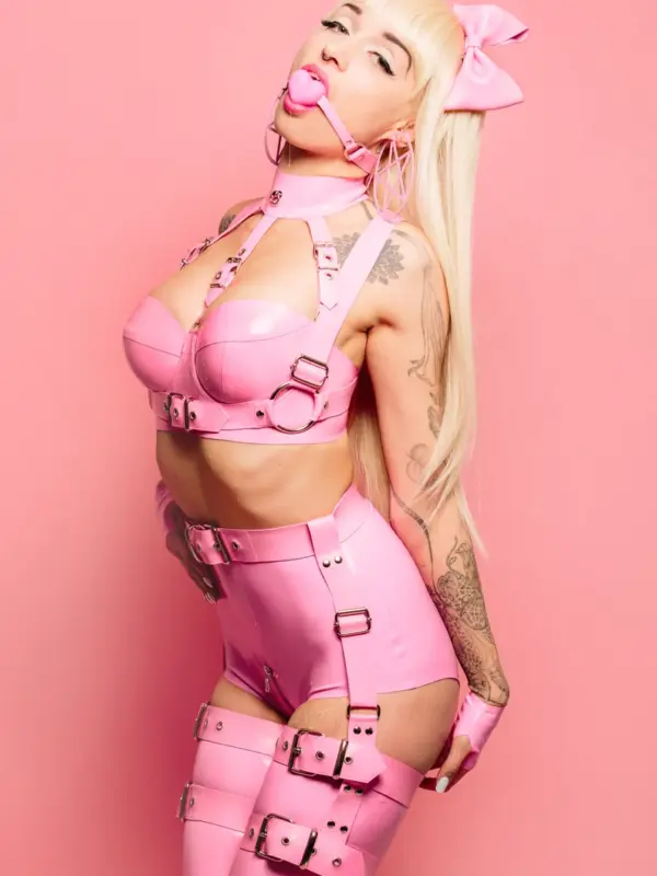 Double-Layer Latex Bondage Harness Set with Waist and Thigh Straps