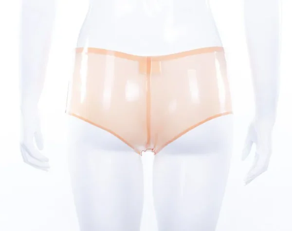 Simone Semi-Transparent Latex Cheeky Shorts – Flesh Tone with Optional Trim