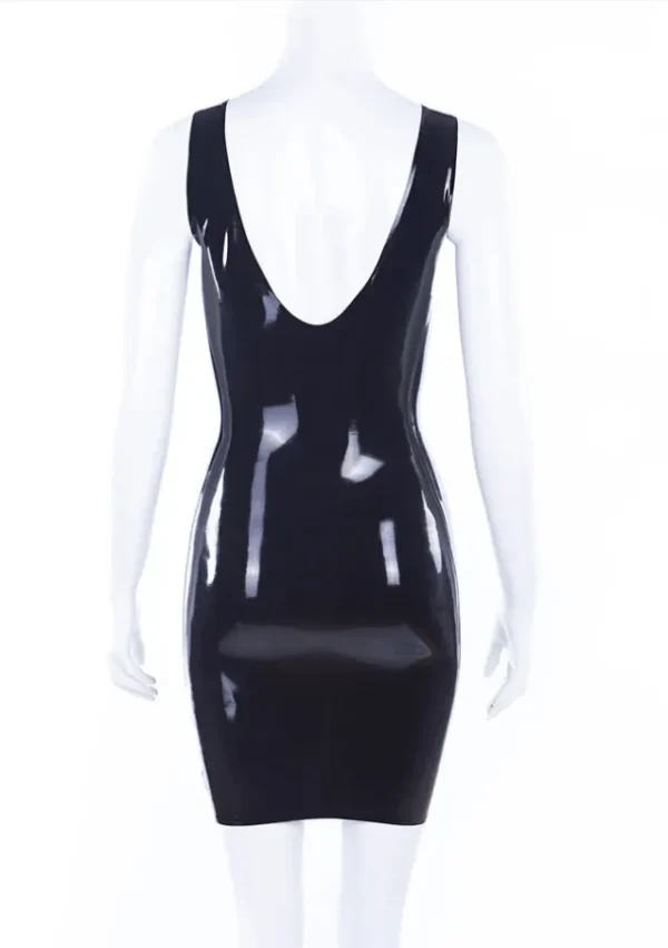 Essential Little Black Latex Dress with Scoop Neck and Low Back