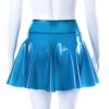High-Waist Semi-Transparent Blue Latex Skater Skirt